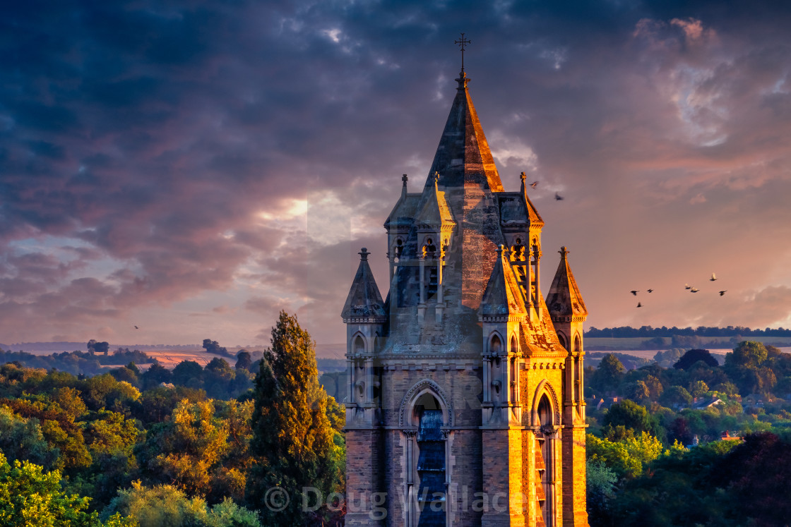 "Sunset on Downing Place United Reformed Church, Cambridge, UK." stock image