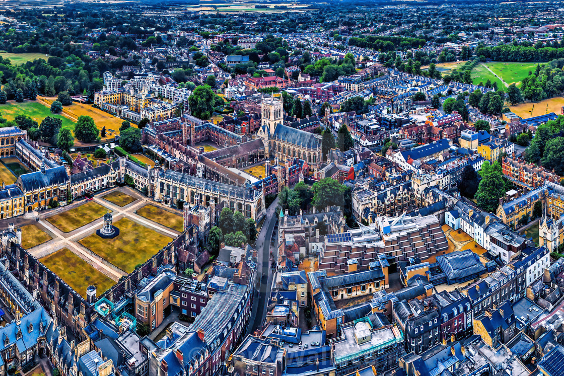 "Aerial view of Trinity Street, Cambridge, UK." stock image