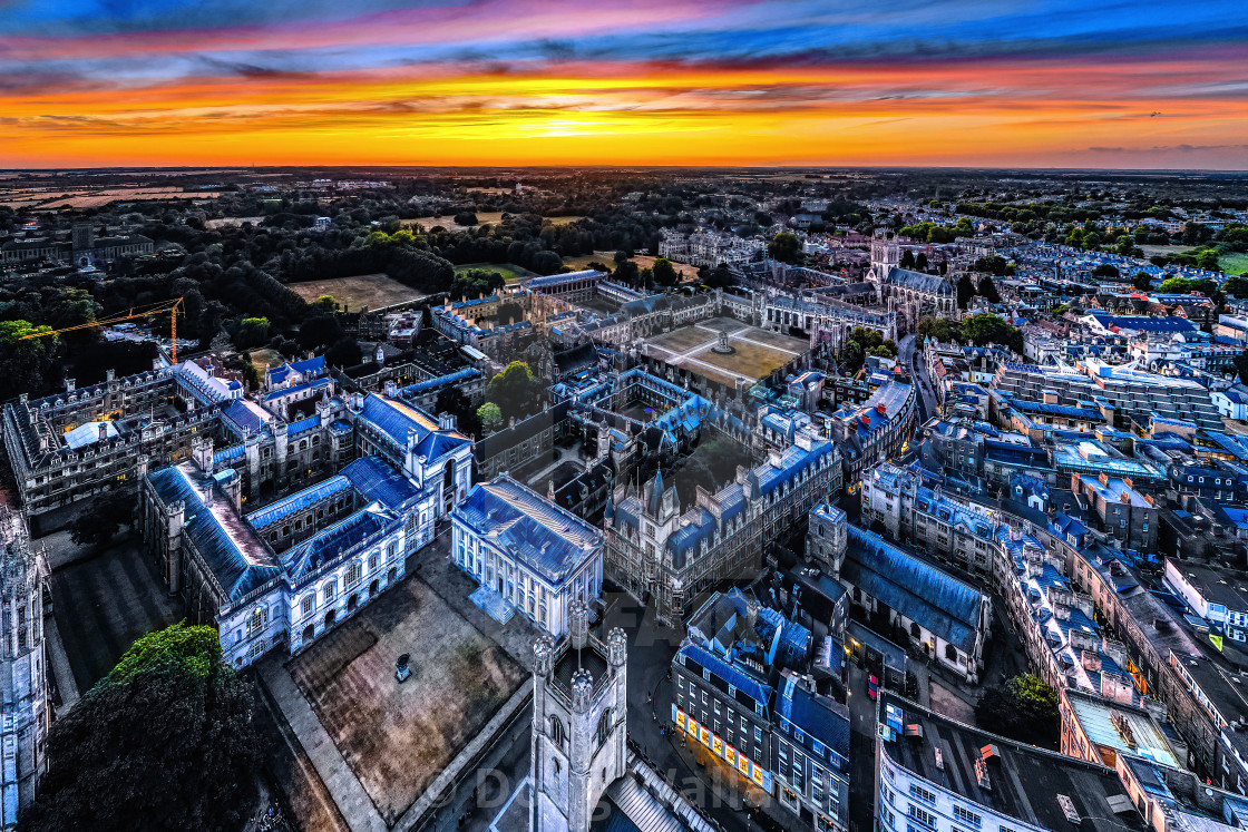 "Sunset over Cambridge City Centre, UK." stock image