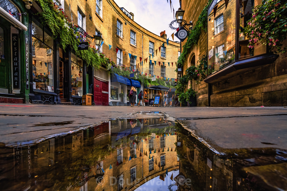 "Reflections from Rose Crescent, Cambridge UK." stock image