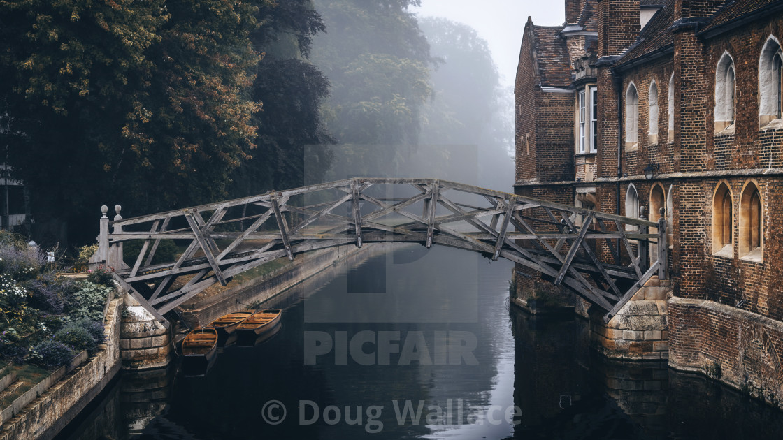 "The Mathematical Bridge, Queens College, Cambridge, UK." stock image