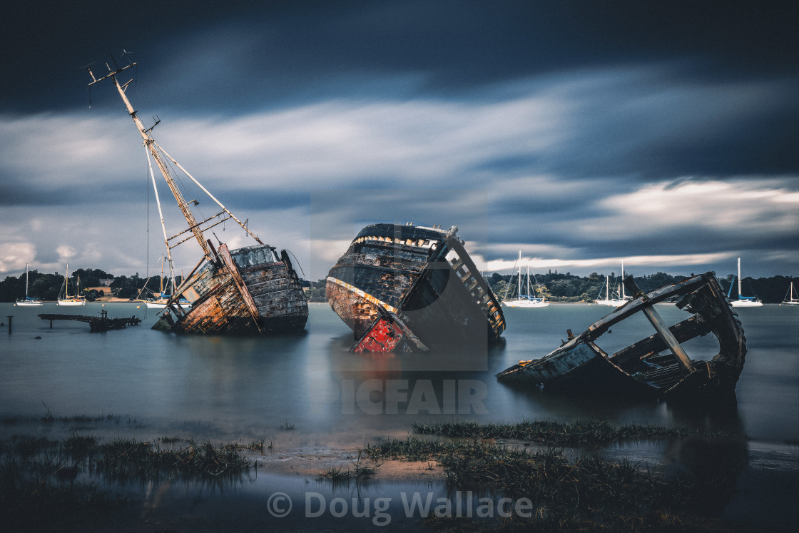 "Moody skies from Pin Mill, Suffolk UK." stock image