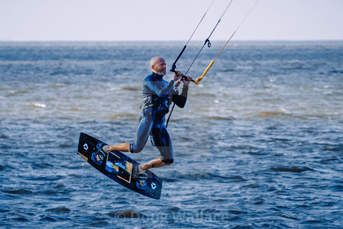 "Kitesurfing from Snettisham, Norfolk UK." stock image