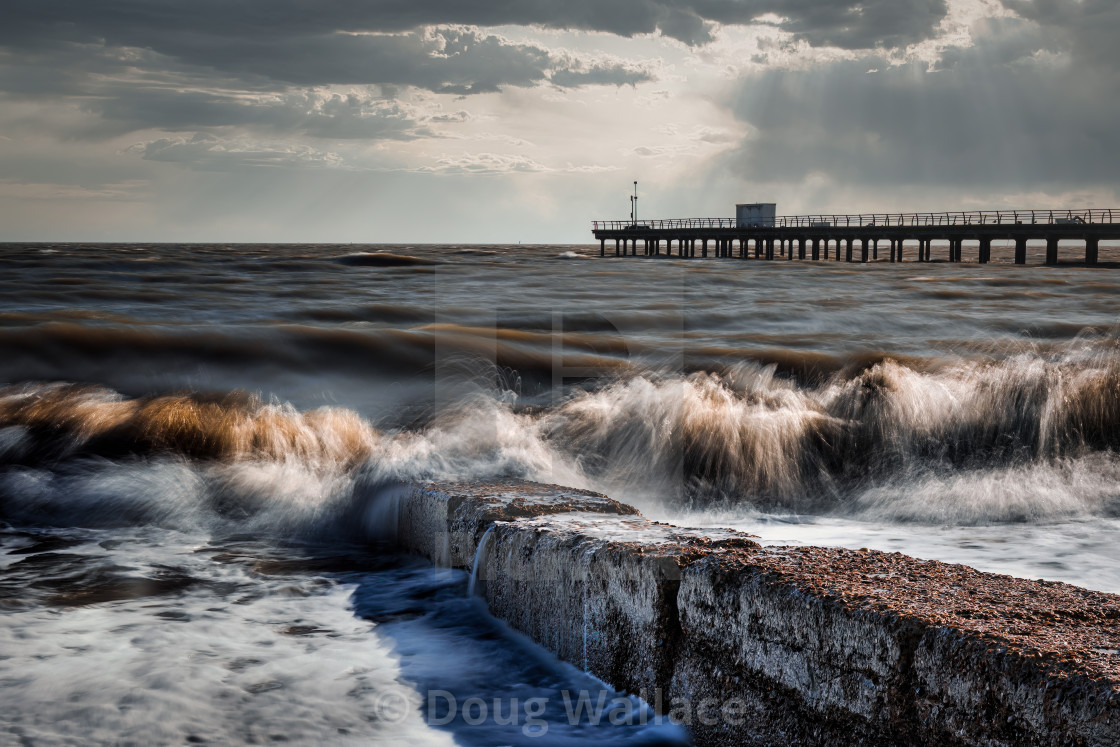 "Waves in motion, Felixstowe, Suffolk UK." stock image