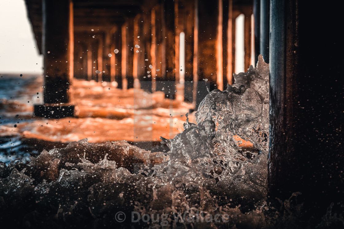 "Choppy Seas under Felixstowe Pier, Suffolk UK." stock image