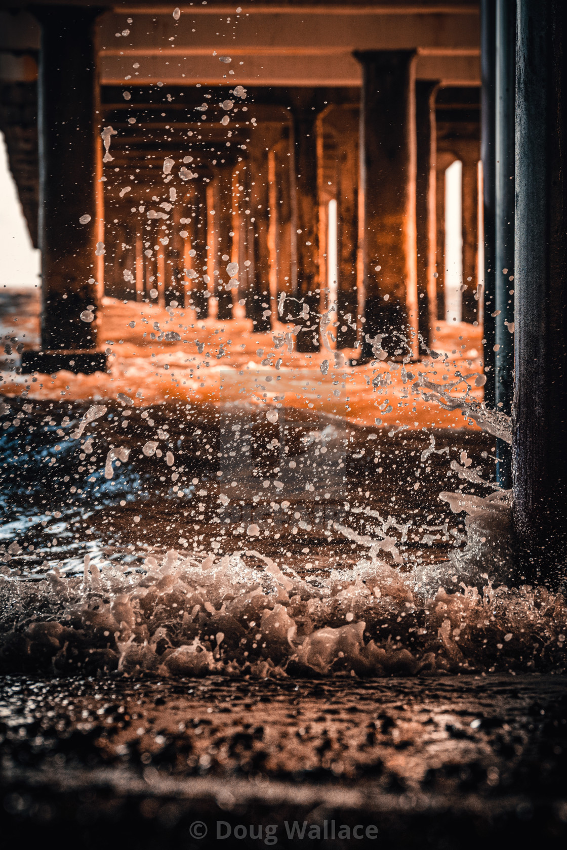 "Waves from Felixstowe Pier, Suffolk UK." stock image