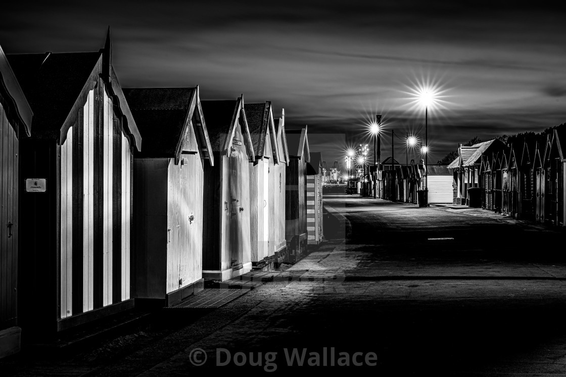 "Felixstowe Beach Huts, Felixstowe Seafront, Suffolk UK." stock image