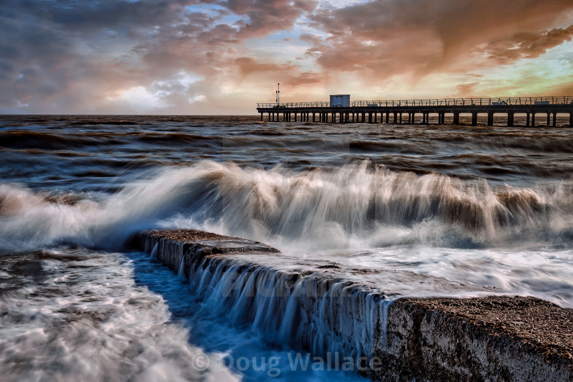 "Sunset from Felixstowe beach, Suffolk UK." stock image