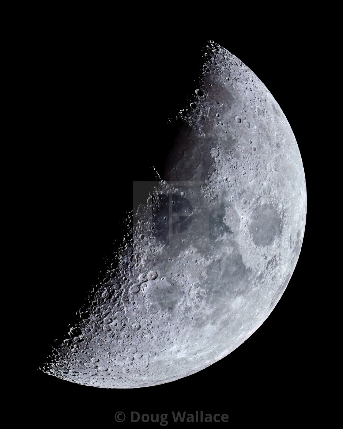 "Waxing Crescent Moon, 47% visible. Cambridge UK." stock image