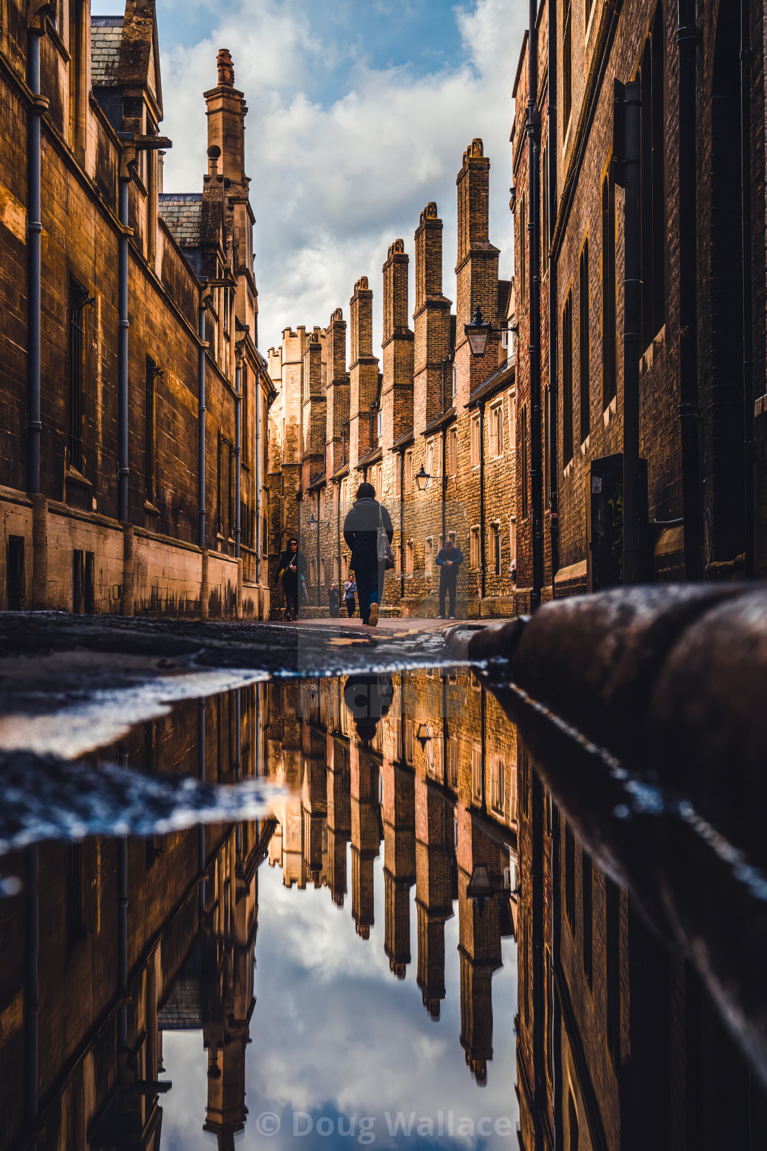 "Reflections from Trinity Lane, Cambridge, UK." stock image