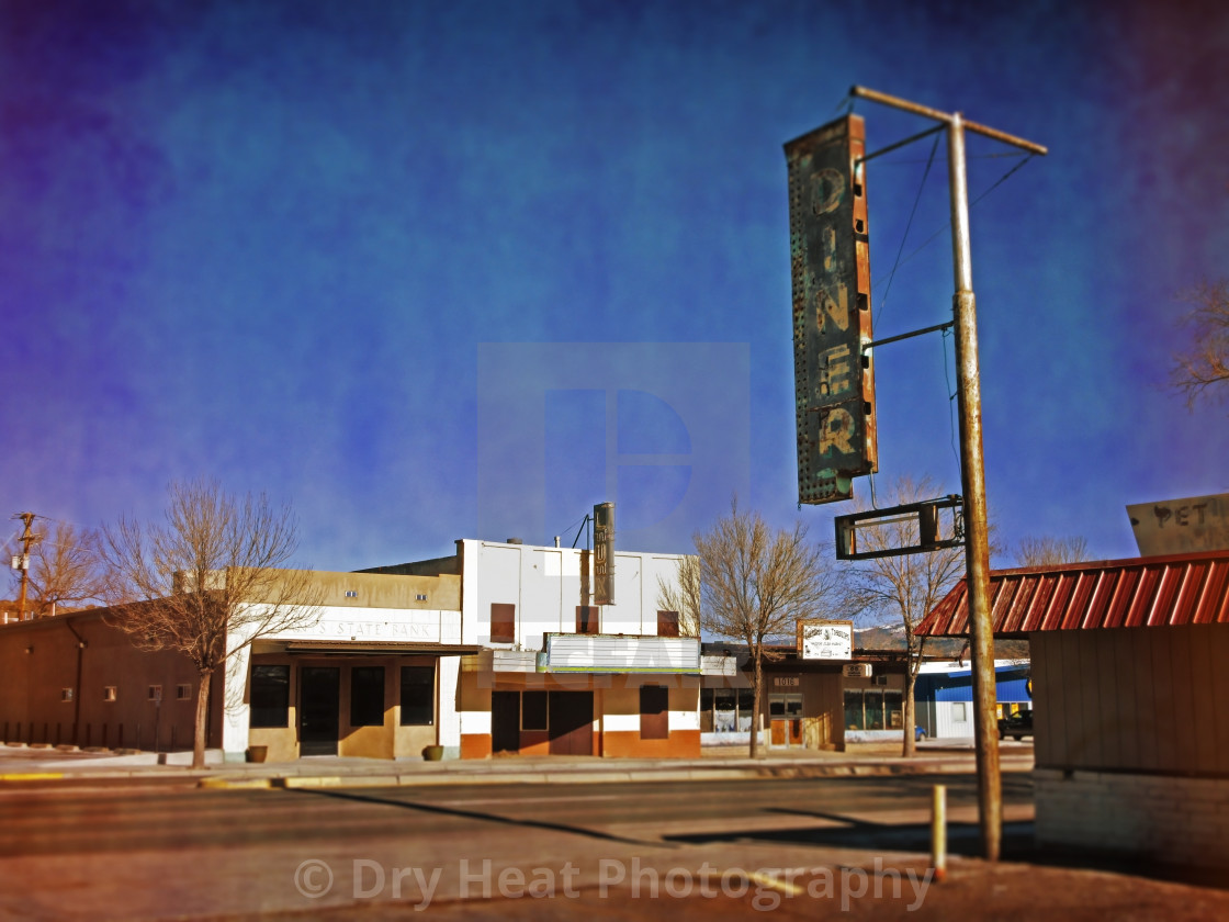 "Hollywood Diner and Lux Theatre in Grants, New Mexico." stock image