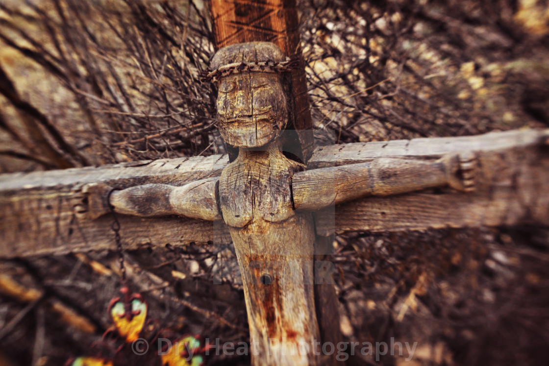 "San Acacia Cemetery with Lensbaby" stock image