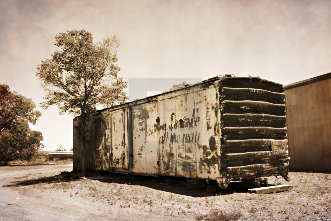 "Abandoned rail car in Estancia, New Mexico" stock image