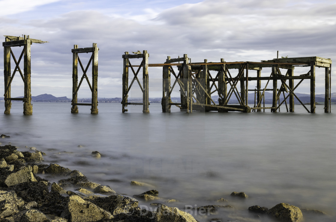 "The Old Pier, Hawkcraig Point, Aberdour (colour)" stock image