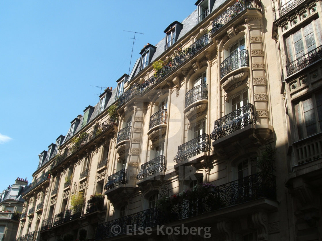 "Paris apartment building with balconies" stock image