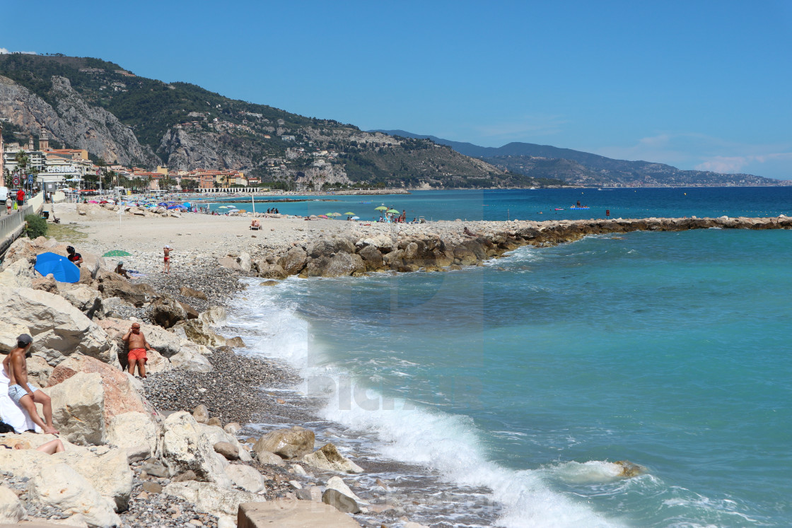 "By the shore in Menton" stock image