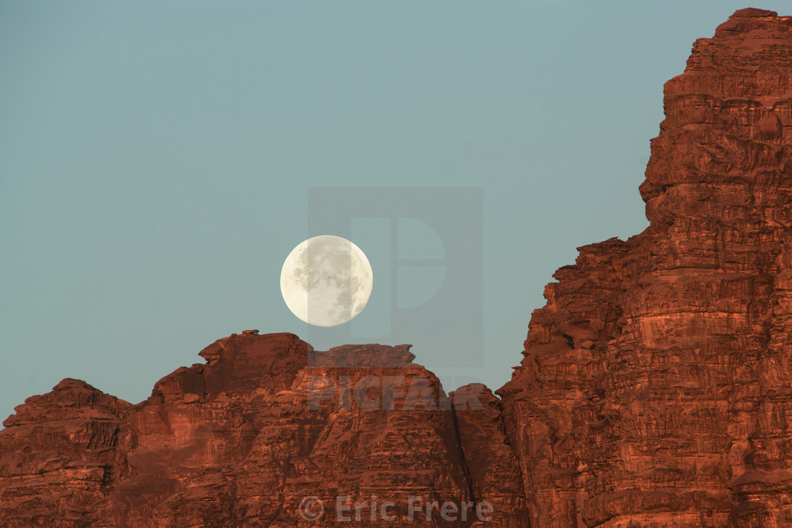 "Full moon setting over Wadi Rum" by Eric Frere - $40.35 "Full moon setting over Wadi Rum" stock image