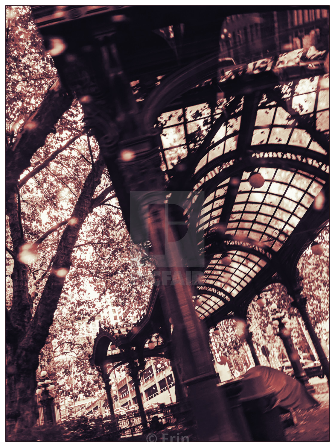 "Pioneer Square Pergola... in black and white" stock image