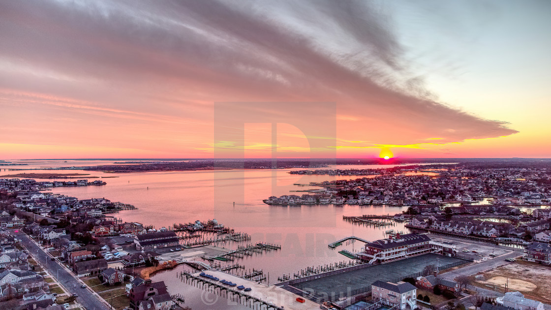 "Sunset Over the Harbor" stock image