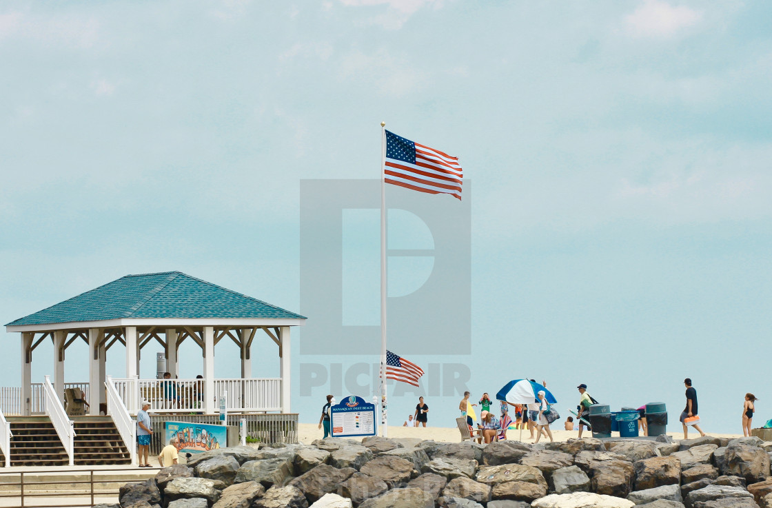 "Flags flying at Inlet Beach" stock image