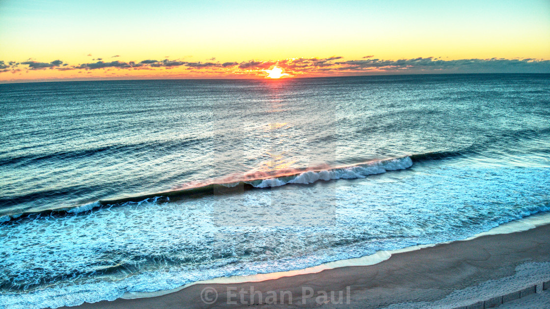 "A Cold Sunrise at the Beach" stock image