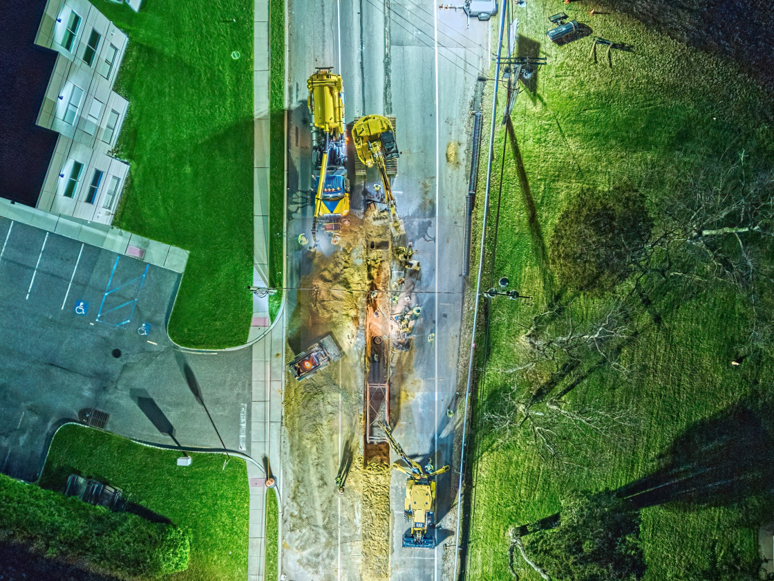 "Night Construction Overhead" stock image