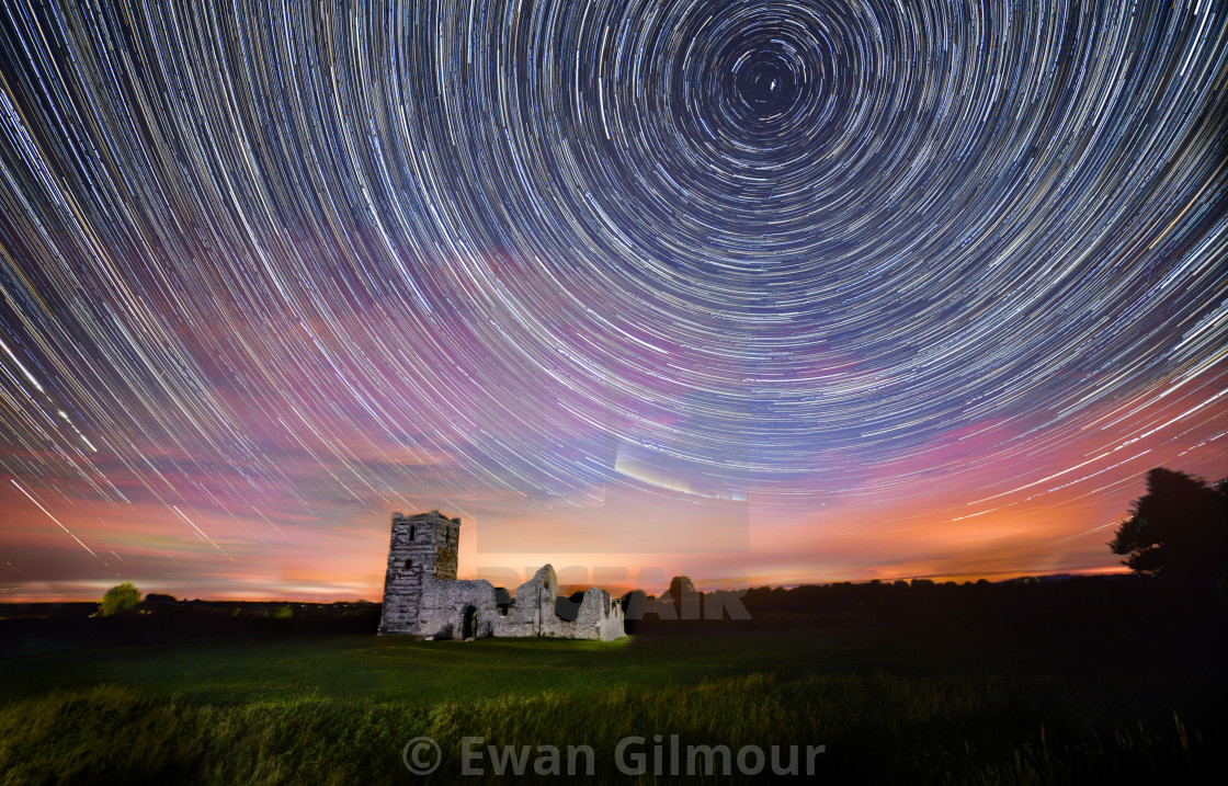 "STAR TRAILS AT KNOWLTON CHURCH" by Ewan Gilmour - $38.60 "STAR TRAILS AT KNOWLTON CHURCH" stock image