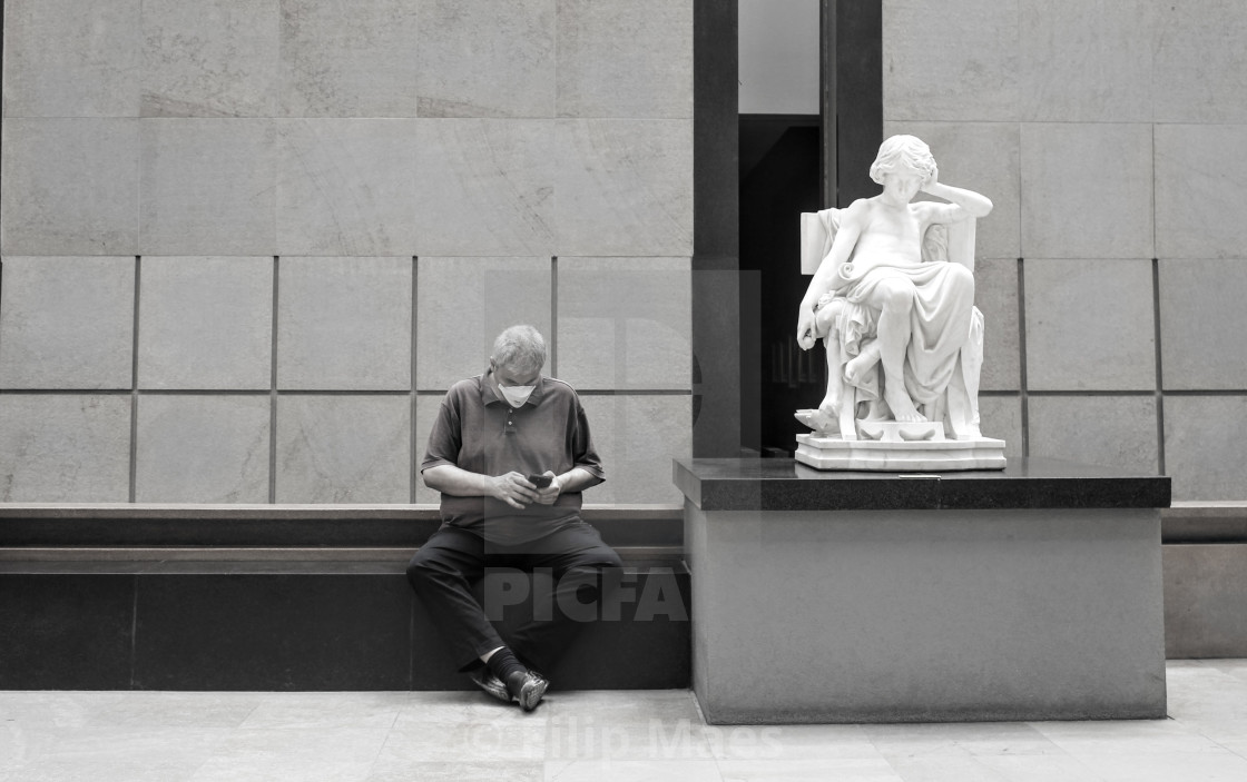 "Fully engrossed in history." stock image