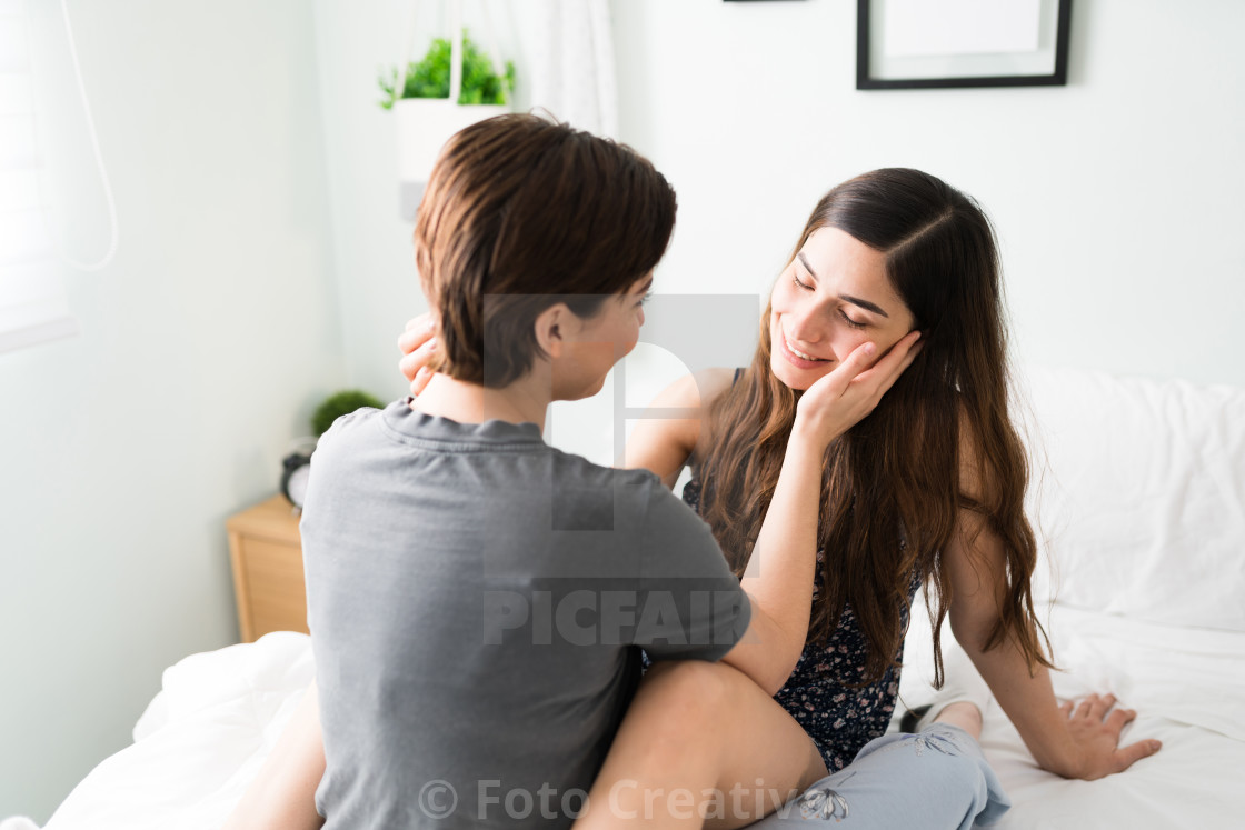 "Beautiful lesbian woman telling I love you to her girlfriend" by Foto Creativa - £3.80 "Beautiful lesbian woman telling I love you to her girlfriend" stock image
