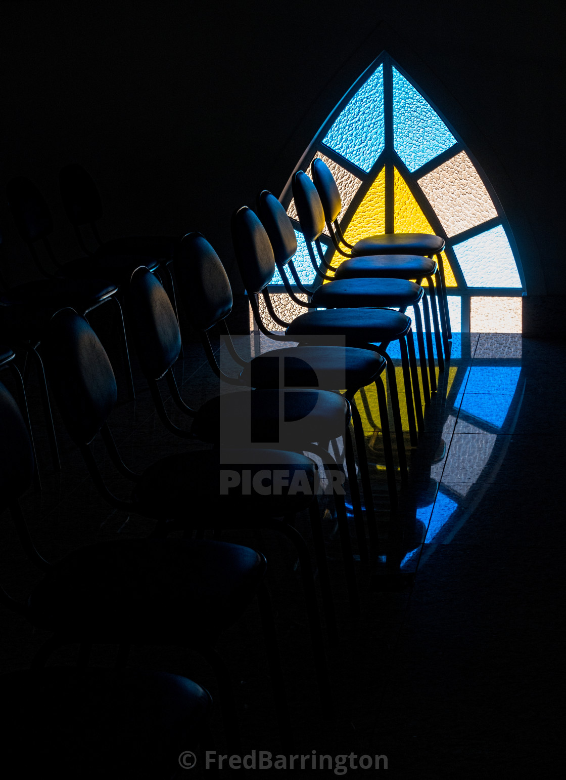 "Church Pews, Sao Joao Cathedral, Brazil" stock image