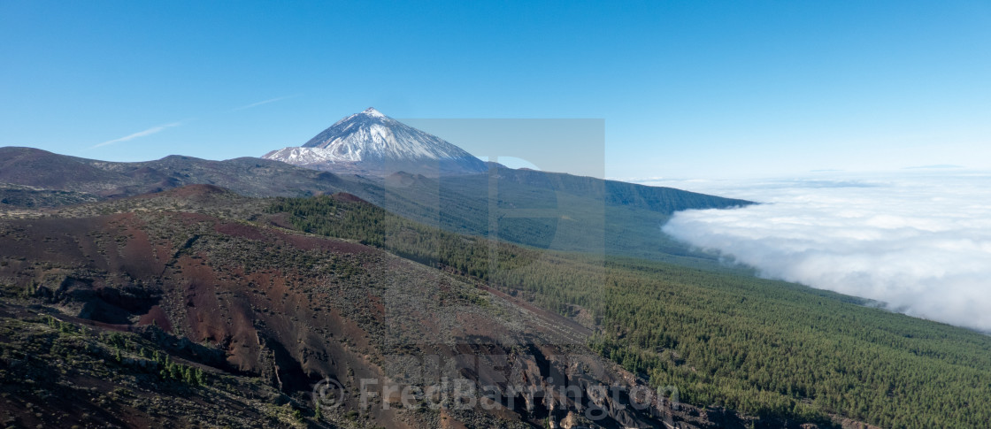 "Mount Tiede poking from the clouds" stock image