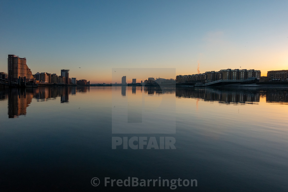 "Sunset over Isle of Dogs" stock image