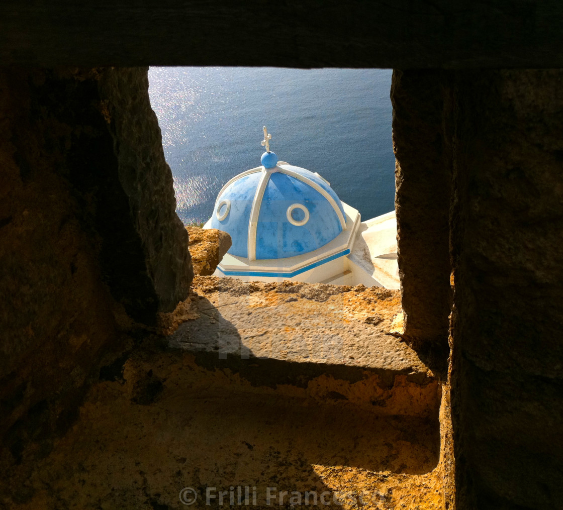"Greek church by the window" stock image