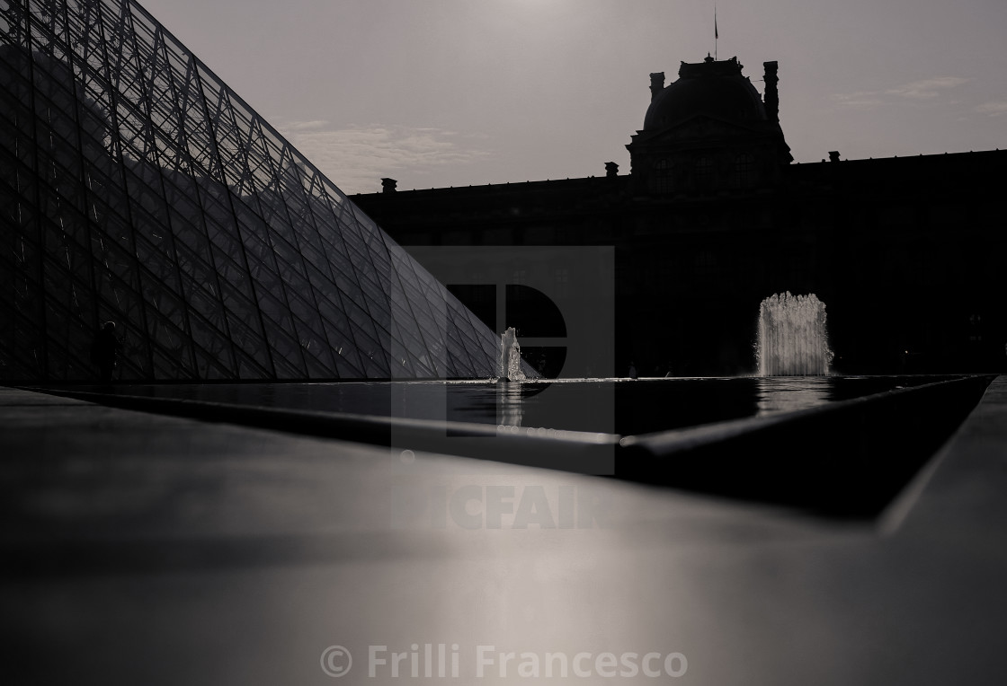 "Louvre Pyramid b&w" stock image