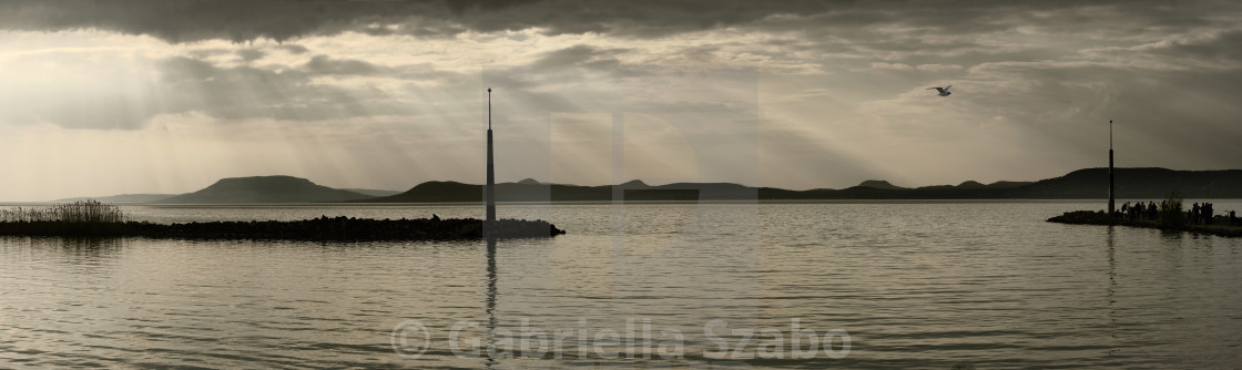 "panorama of Lake Balaton" stock image