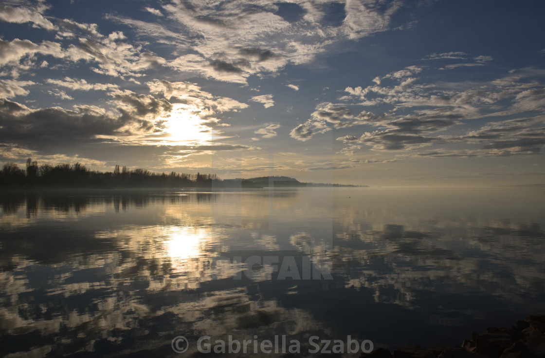 "sunset at the Lake Balaton" stock image