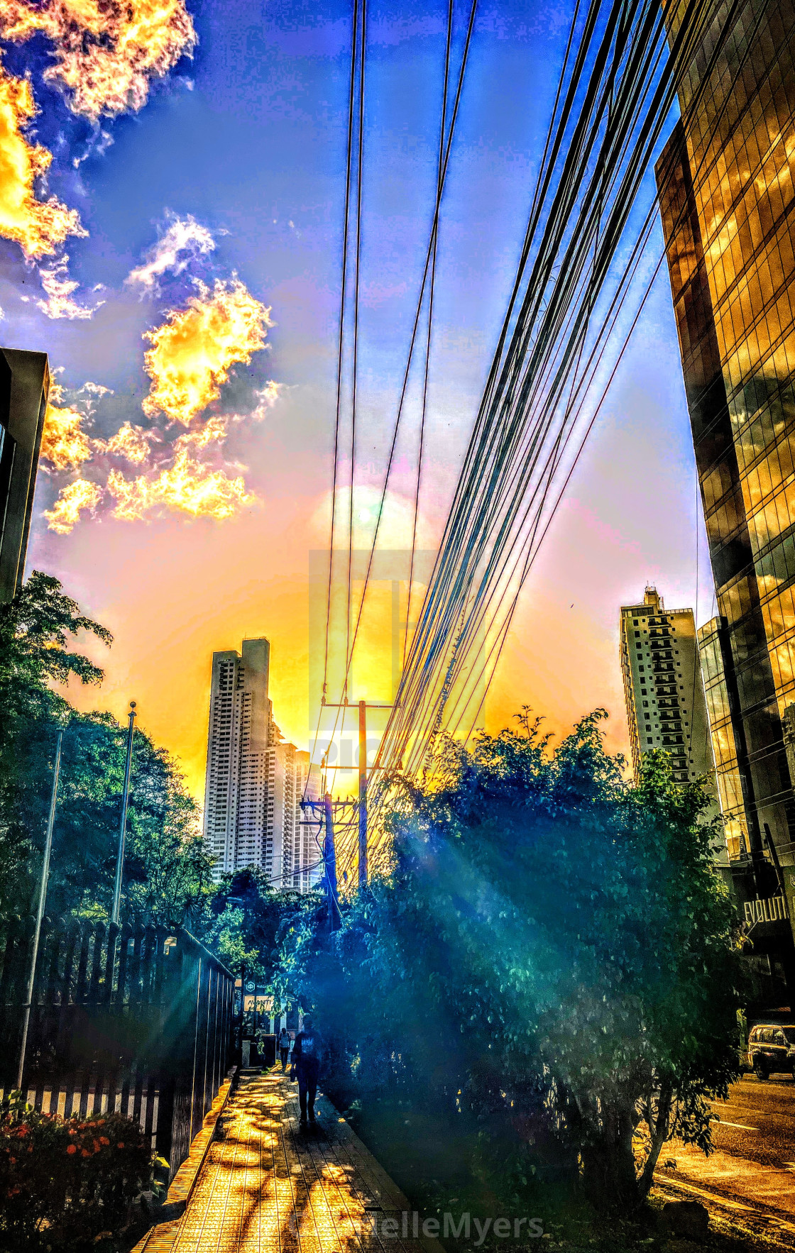 "Wires, Sunlight, Panama City" stock image