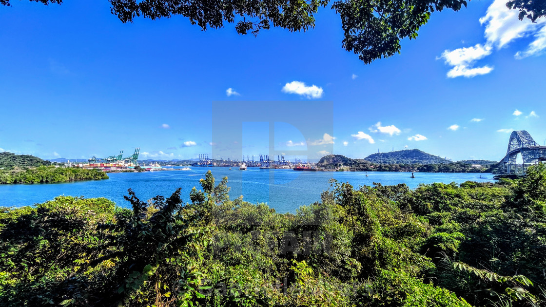 "Window to the Canal, Panama City" stock image