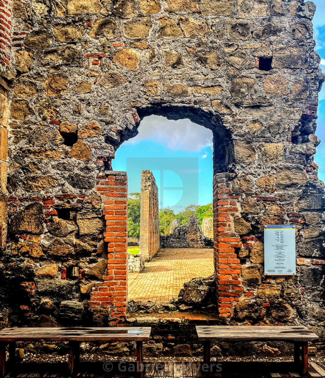 "A look into the Past, Panama Viejo, Window Series" stock image