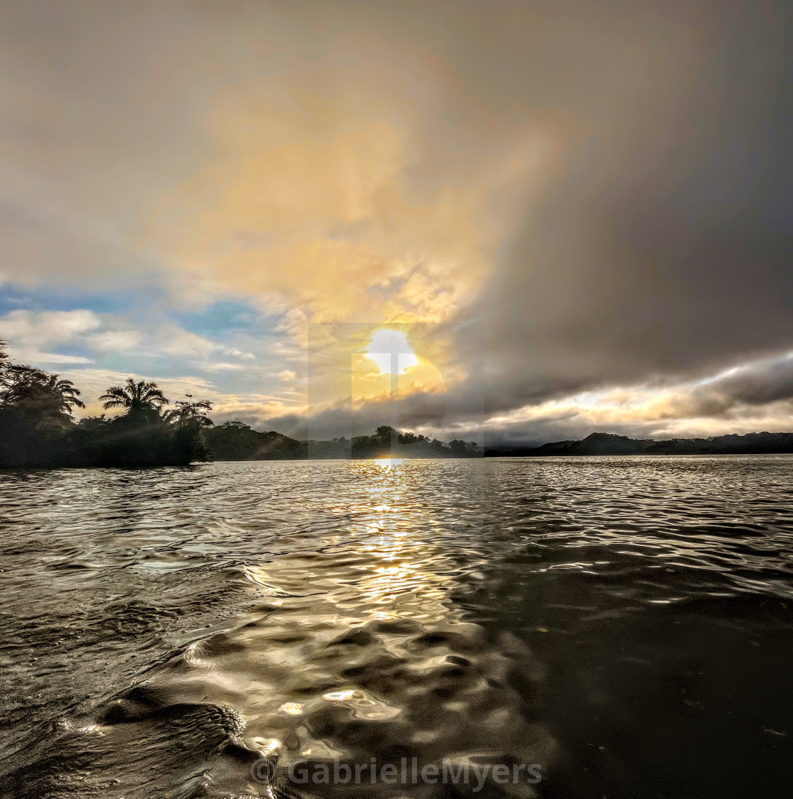 "The Early Sun Rises Above the Canal, Panama 2023" stock image