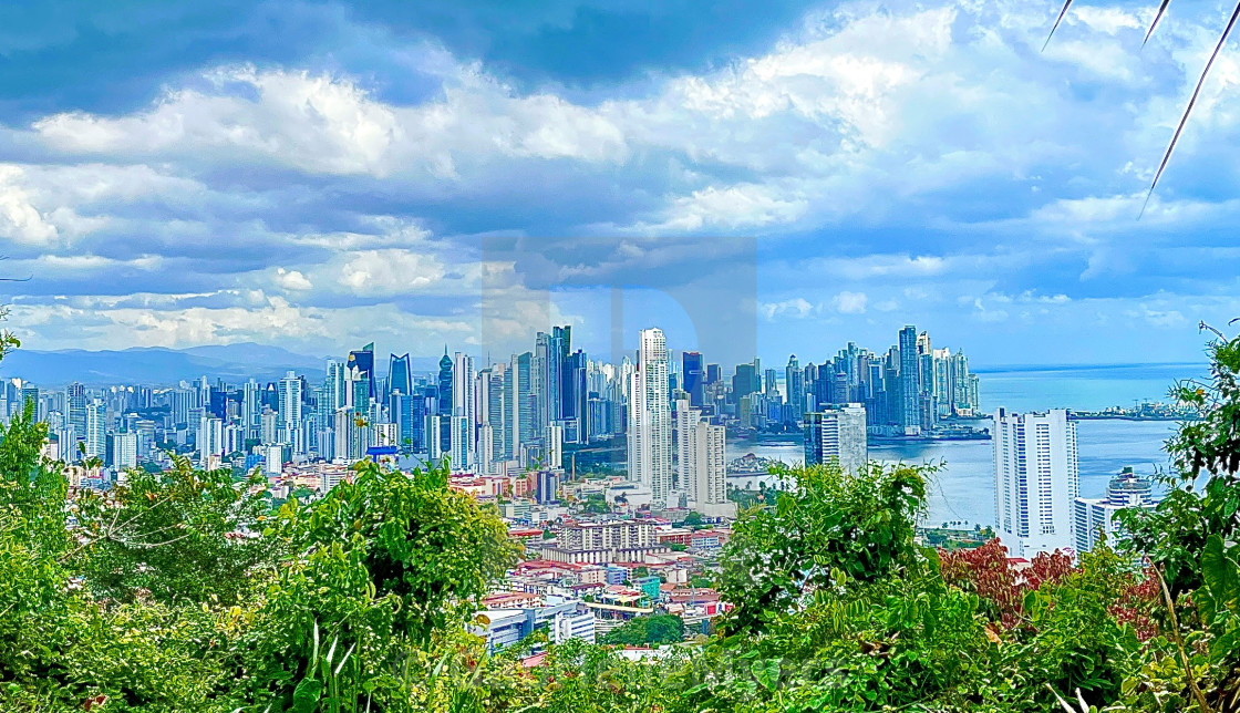 "Panama City from Cerro Ancon, Before a Storm" stock image