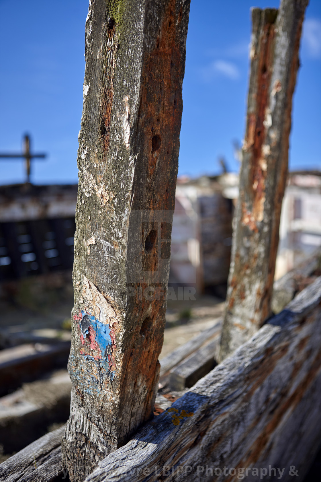 "Old Wooden Boat Wreck" stock image