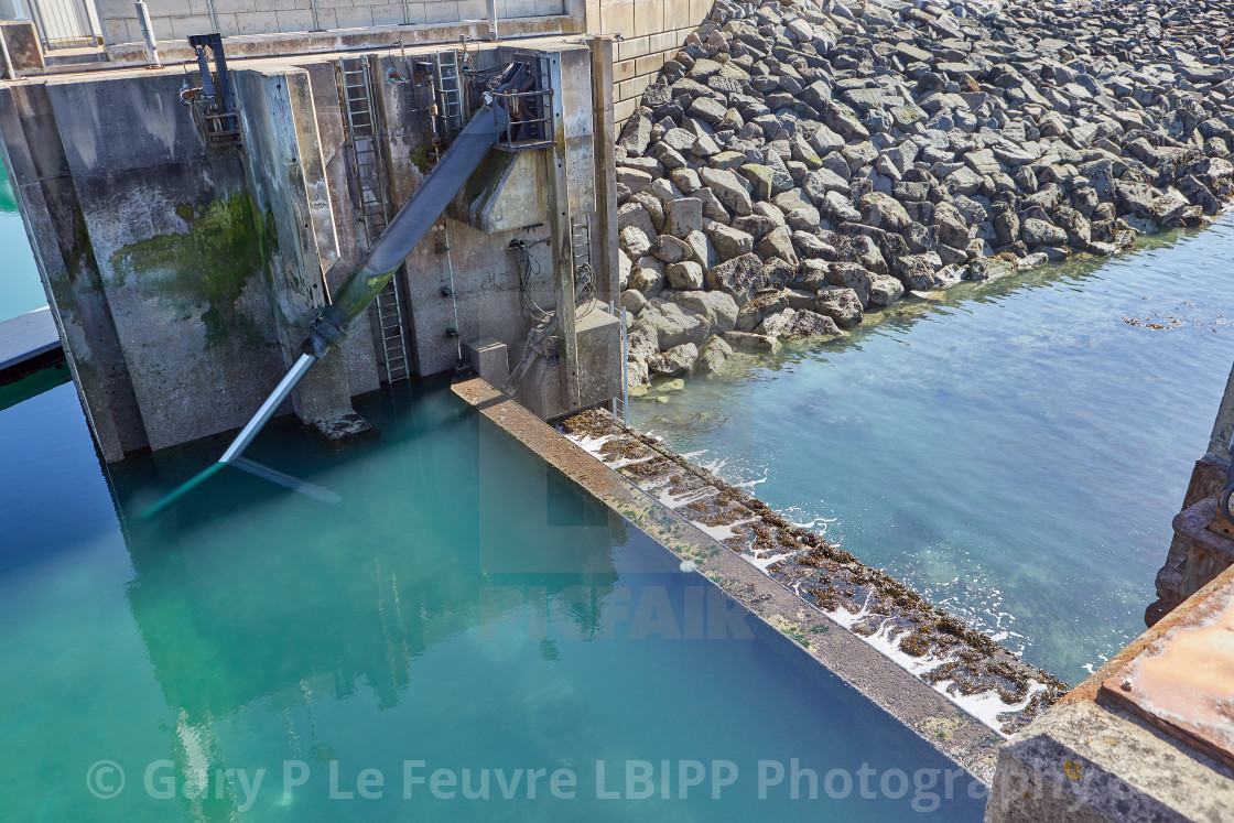 "Image of the gates to the entrance of the Elizabeth Marina, St Helier, Jersey CI" stock image