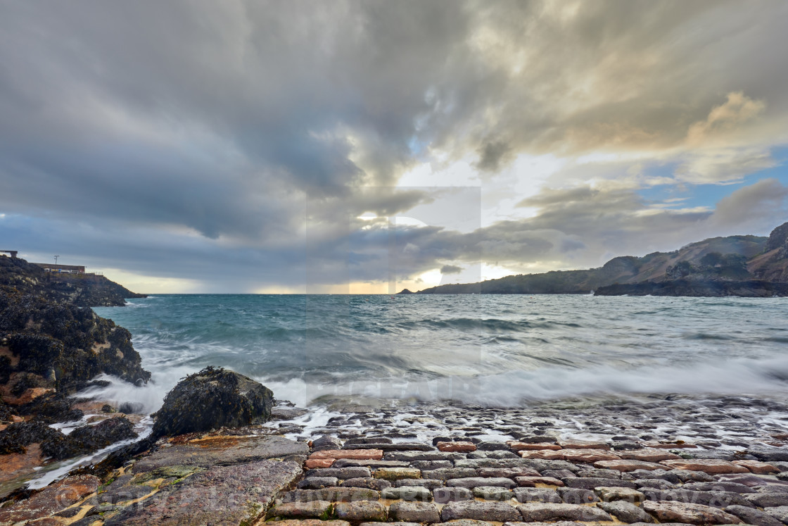 "Bouley Bay Cobbled Slipway" stock image