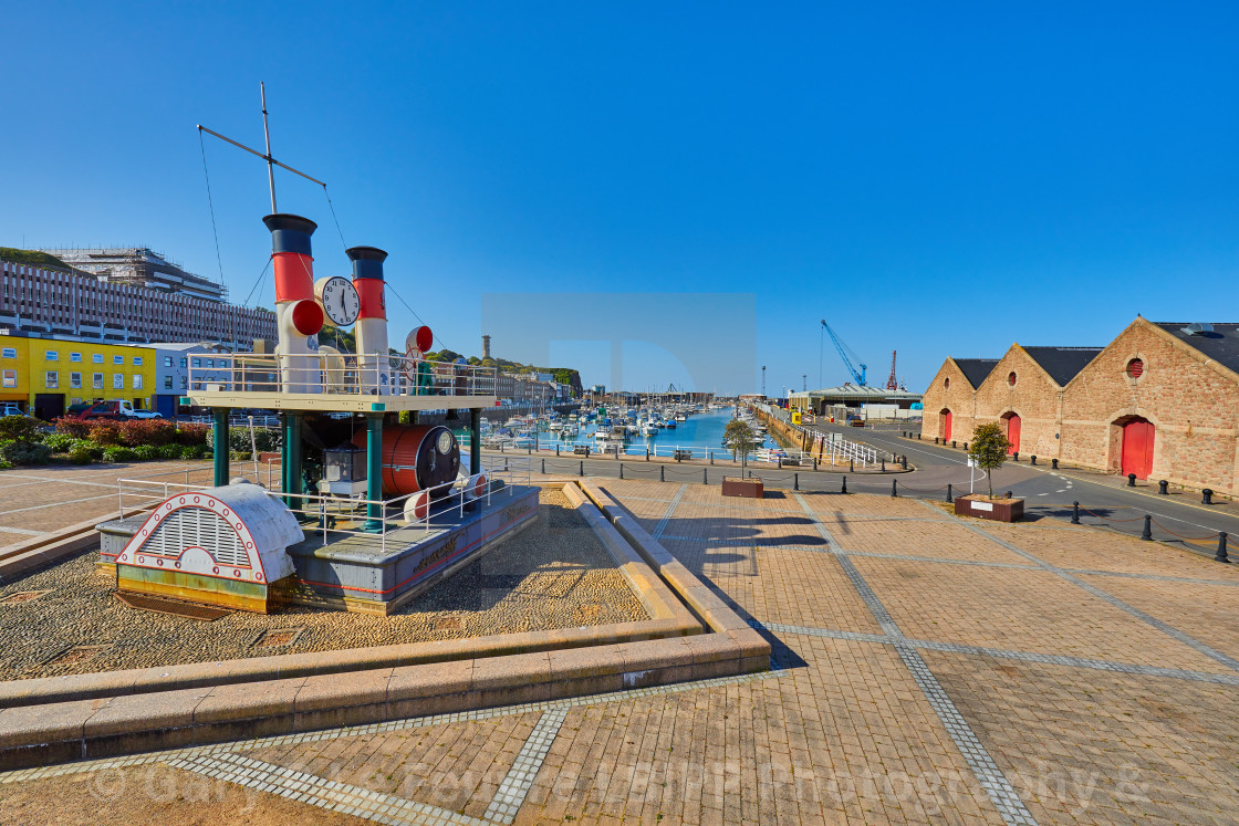 "St Helier Harbour early morning" stock image