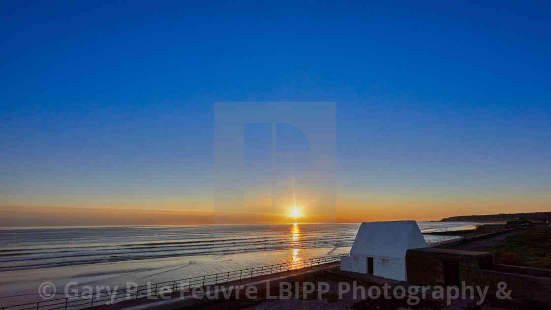 "Le Don Hiltom, St Ouens Bay, Jersey, Channel Islands" stock image