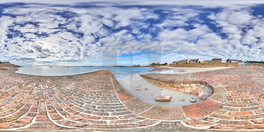 "360 degree equirectangular image of La Rocque, Grouville, Jersey, Channel Islands" stock image