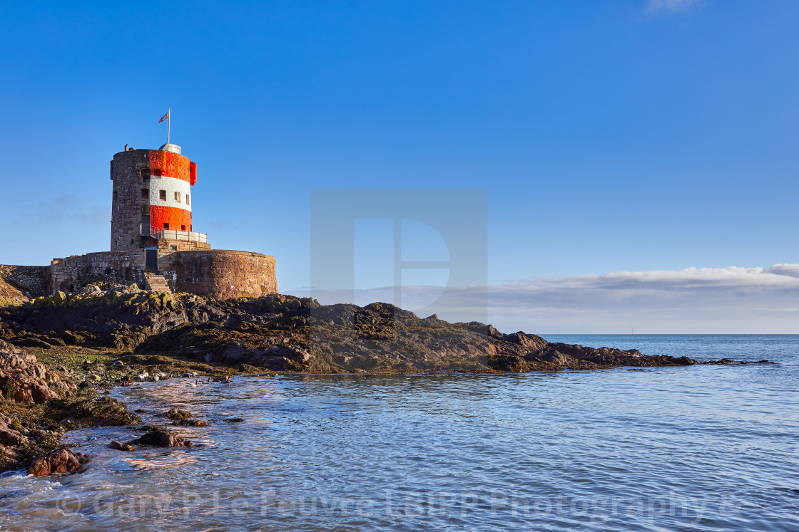 "Archirondel Bay with the Napoleonic Jersey Tower" stock image