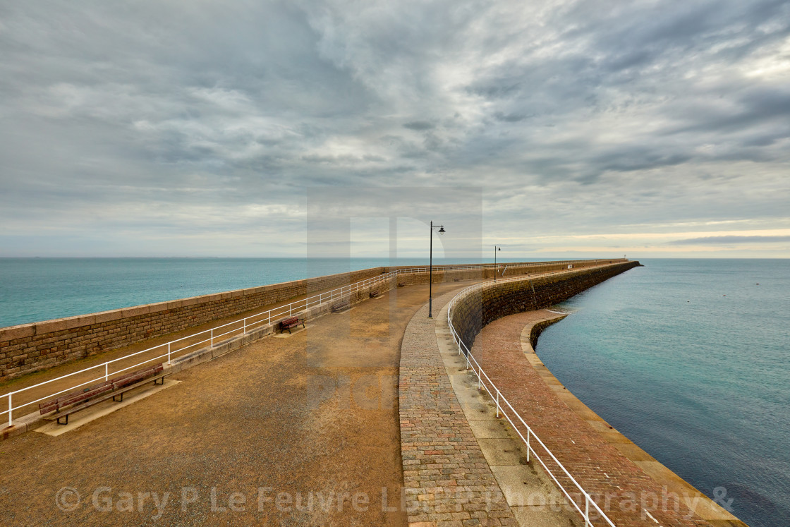 "St Catherines Breakwater, Jersey Channel Islands" stock image