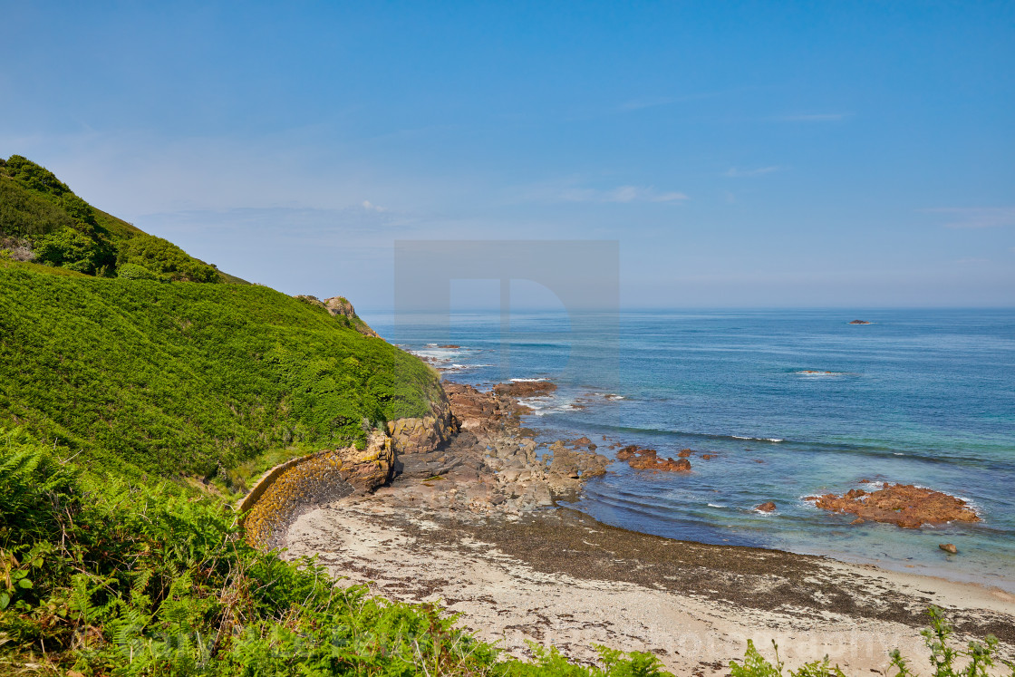 "St Ouens Bay at the La Pulente" stock image